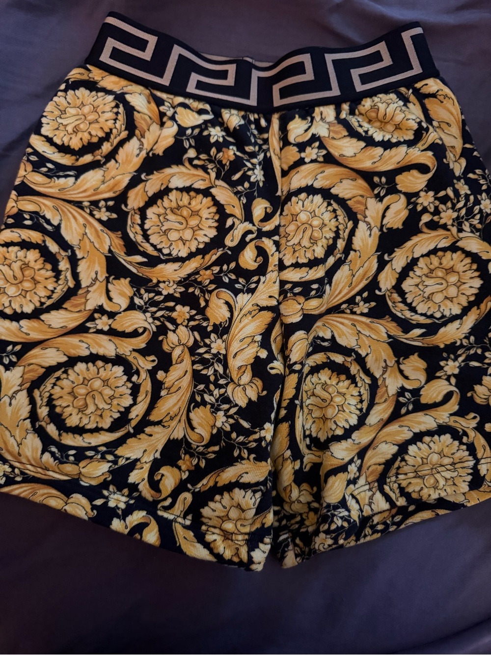 Black & Gold Baroque Print Women's Shorts